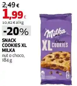 Ipercoop Snack cookies xl milka nut o choco offerta