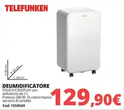 Brico Io Telefunken deumidificatore touch c/display offerta