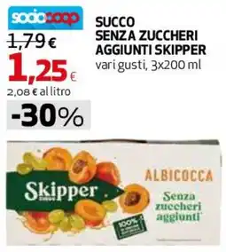 Ipercoop Skipper succo senza zuccheri aggiunti offerta