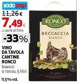 Ipercoop Vino da tavola cantine Ronco bianco offerta