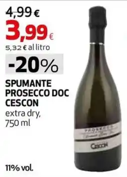 Extracoop Spumante Prosecco Doc Cescon offerta