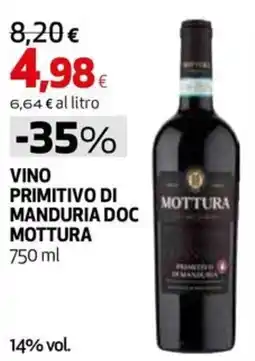 Extracoop Vino Primitivo di Manduria Doc Mottura offerta
