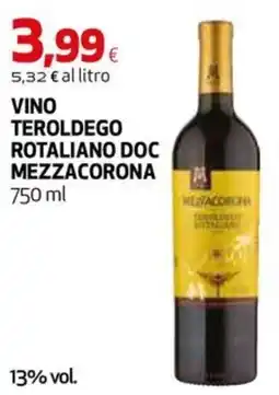 Extracoop Vino Teroldego Rotaliano DOC Mezzacorona offerta
