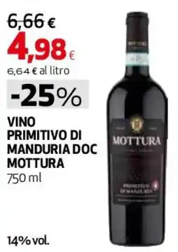 Ipercoop Vino Primitivo di Manduria Doc Mottura offerta