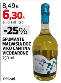 Ipercoop Spumante Malvasia Doc Viko Cantina Vicobarone offerta