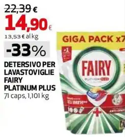 Ipercoop Detersivo per lavastoviglie Fairy Platinum Plus offerta