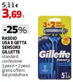 Ipercoop Rasoio usa e getta sensor3 gillette standard offerta