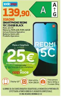 Ipercoop Xiaomi Smartphone Redmi 15C 256GB Black offerta