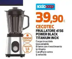 Ipercoop Cecotec frullatore 4156 power black titanium inox offerta