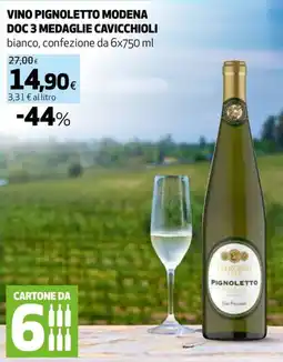 Extracoop Vino Pignoletto Modena DOC 3 Medaglie Cavicchioli offerta