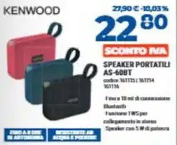 Elettrosintesi Kenwood speaker portatili AS-60BT offerta