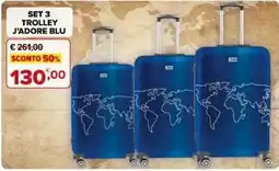Iperal Set 3 trolley J'adore Blu offerta