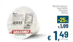 Aldel Discount Ricotta fresca vaschetta Sassano offerta
