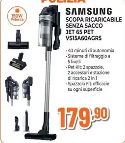 Extracoop Samsung scopa ricaricabile senza sacco JET 65 PET offerta