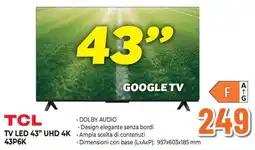 Extracoop TCL TV LED 43" UHD 4K 43P6K offerta