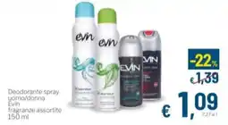 Aldel Discount Deodorante spray uomo/donna Evin offerta