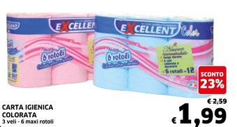 Carta Igienica Colorata 3 veli - 6 maxi rotoli