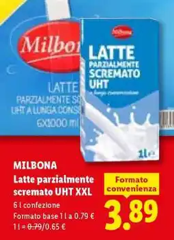 Lidl Milbona Latte parzialmente scremato UHT XXL offerta