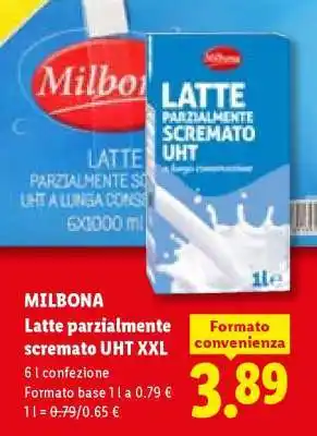 Milbona Latte parzialmente scremato UHT XXL
