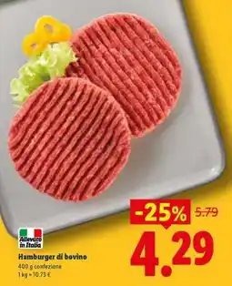 Lidl Hamburger di bovino offerta