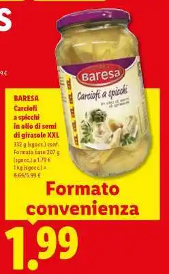 Lidl BARESA Carciofi a spicchi in olio di semi di girasole XXL offerta