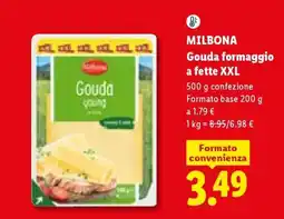 Lidl Milbona Gouda formaggio a fette XXL offerta