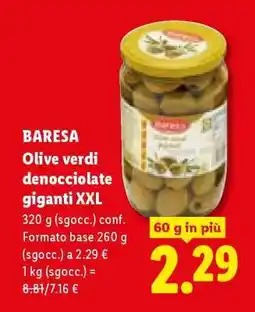 Lidl Baresa Olive verdi denocciolate giganti XXL offerta