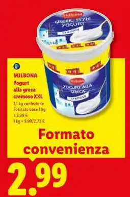 Lidl MILBONA Yogurt alla greca cremoso XXL offerta