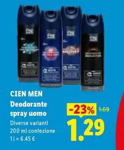 Lidl CIEN MEN Deodorante spray uomo offerta