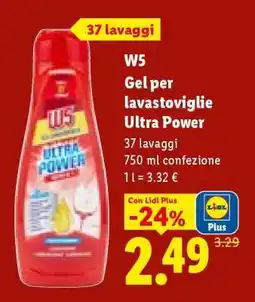 Lidl W5 Gel per lavastoviglie Ultra Power offerta