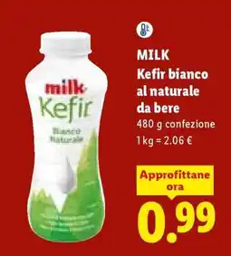 Lidl MILK Kefir bianco al naturale da bere offerta