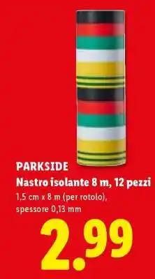 Lidl PARKSIDE Nastro isolante 8 m, 12 pezzi offerta