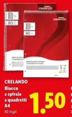 Lidl CRELANDO Blocco a spirale a quadretti A4 offerta