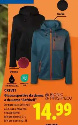 Lidl CRIVIT Giacca sportiva da donna o da uomo “Sofshell” offerta