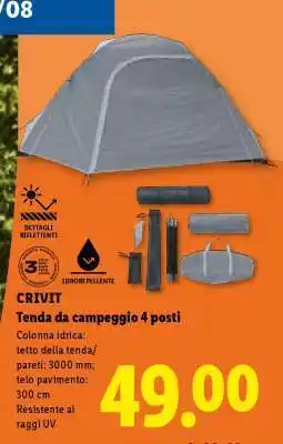 Lidl CRIVIT Tenda da campeggio 4 posti offerta