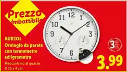 Lidl AURIOL Orologio da parete con termometro ed igrometro offerta
