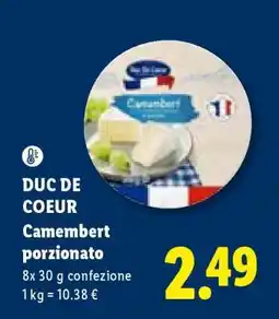 Lidl DUC DE COEUR Camembert porzionato offerta