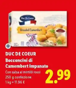 Lidl DUC DE COEUR Bocconcini di Camembert impanato offerta