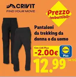 Lidl CRIVIT Pantaloni da trekking da donna o da uomo offerta