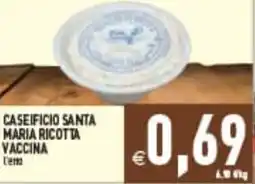 Supermercati Agorà Caseificio santa maria ricotta vaccina offerta