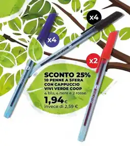 Unicoop Penne a sfera con cappuccio vivi verde coop offerta