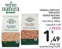 Spazio Conad Riso e Farro Soffiato Biologico Verso Natura offerta