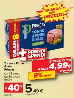 Carrefour Tonno a Pinne Gialle Princes offerta