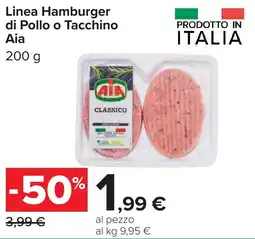 Carrefour Linea Hamburger di Pollo o Tacchino Aia offerta