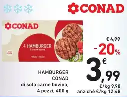 Spazio Conad Hamburger Conad di sola carne bovina offerta