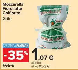 Carrefour Mozzarella Fiordilatte Colfiorito Grifo offerta