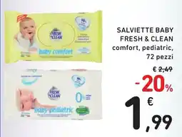Spazio Conad Salviette baby fresh & clean comfort, pediatric offerta