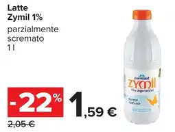 Carrefour Latte Zymil 1% offerta