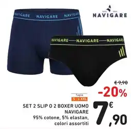 Spazio Conad Set 2 slip o 2 boxer uomo Navigare offerta