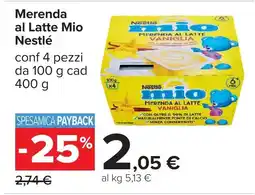 Carrefour Merenda al Latte Mio Nestlé offerta